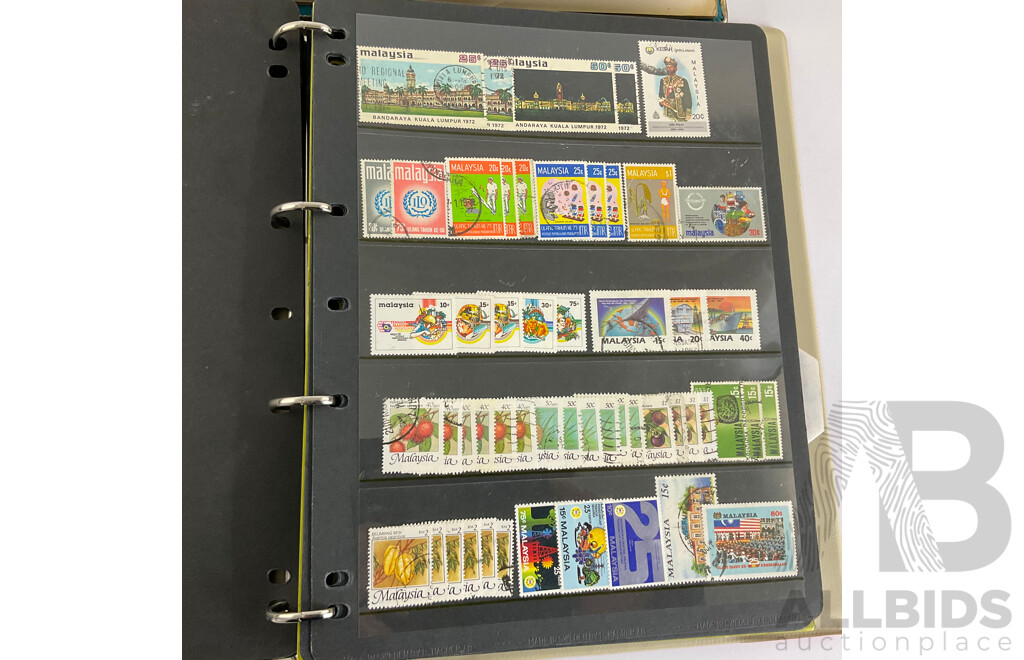 Two Albums of Vintage Chinese and Malaysian Stamps, Mints, Over Prints