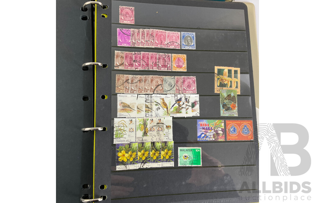 Two Albums of Vintage Chinese and Malaysian Stamps, Mints, Over Prints