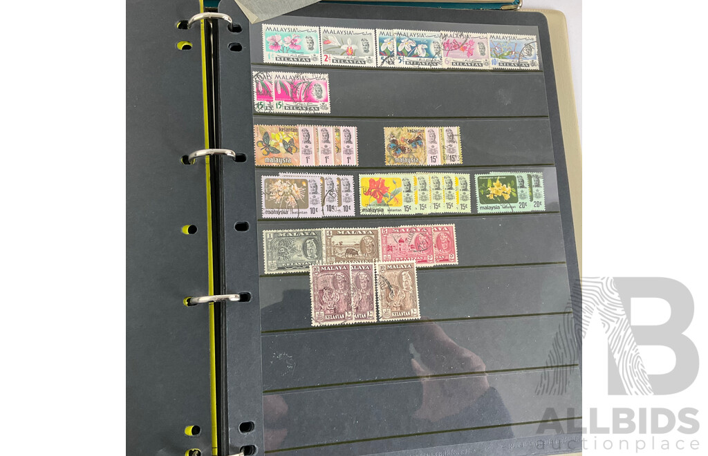 Two Albums of Vintage Chinese and Malaysian Stamps, Mints, Over Prints