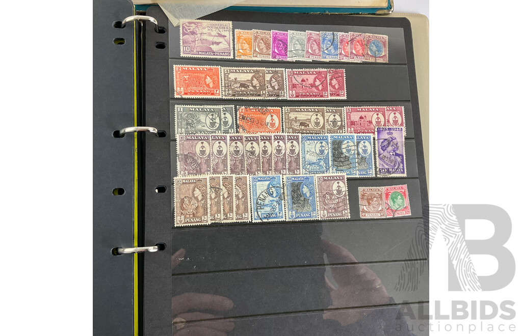 Two Albums of Vintage Chinese and Malaysian Stamps, Mints, Over Prints