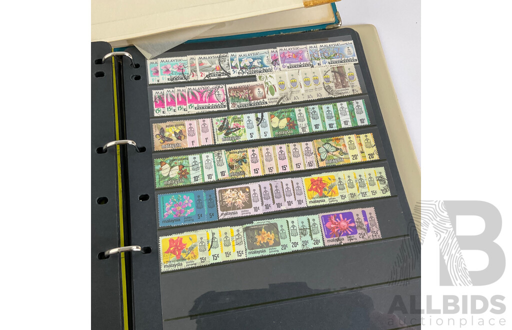 Two Albums of Vintage Chinese and Malaysian Stamps, Mints, Over Prints