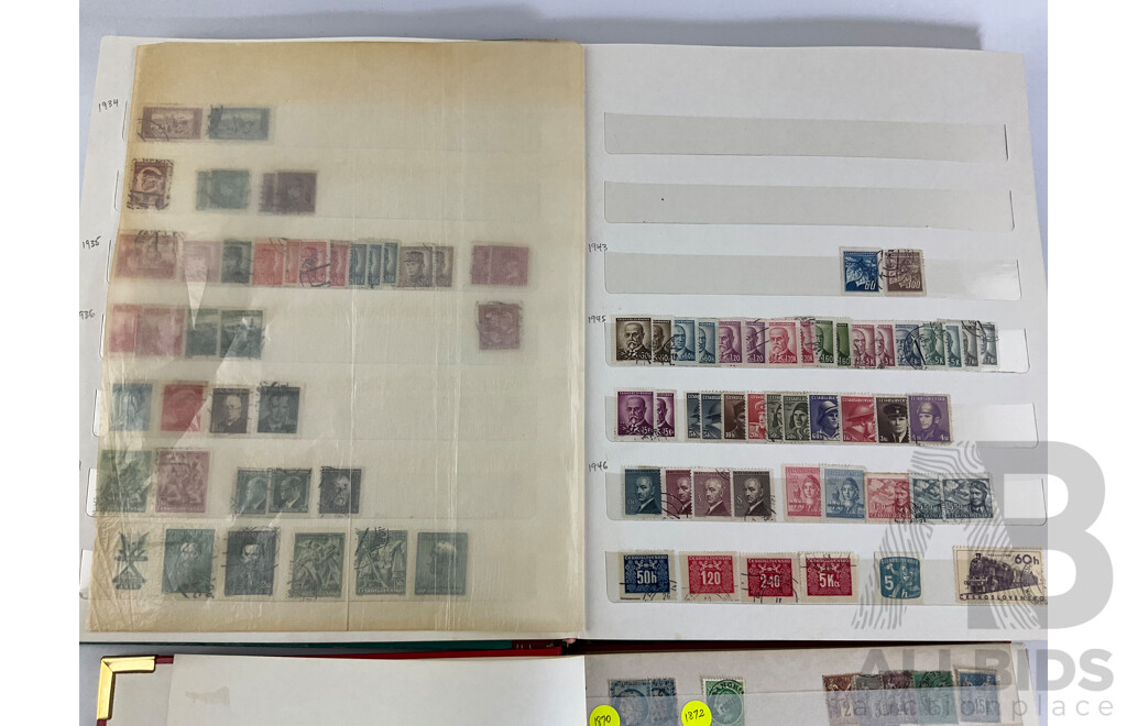 Two Albums of Antique/Vintage French and Czechoslovakian Stamps, Examples Spanning 1870's to 1990's