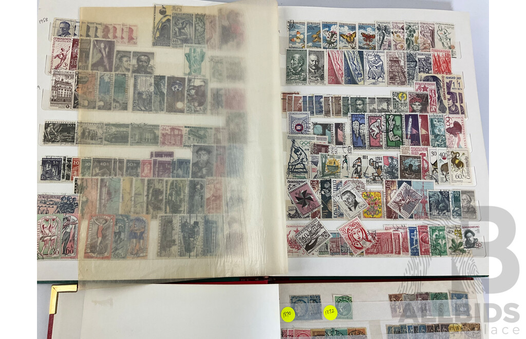 Two Albums of Antique/Vintage French and Czechoslovakian Stamps, Examples Spanning 1870's to 1990's