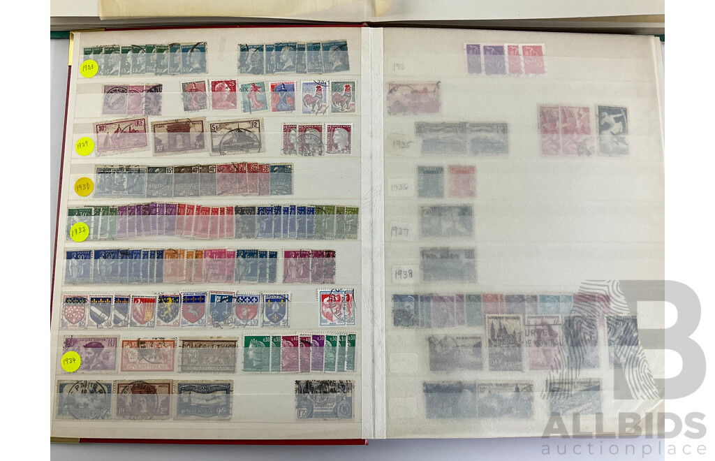 Two Albums of Antique/Vintage French and Czechoslovakian Stamps, Examples Spanning 1870's to 1990's