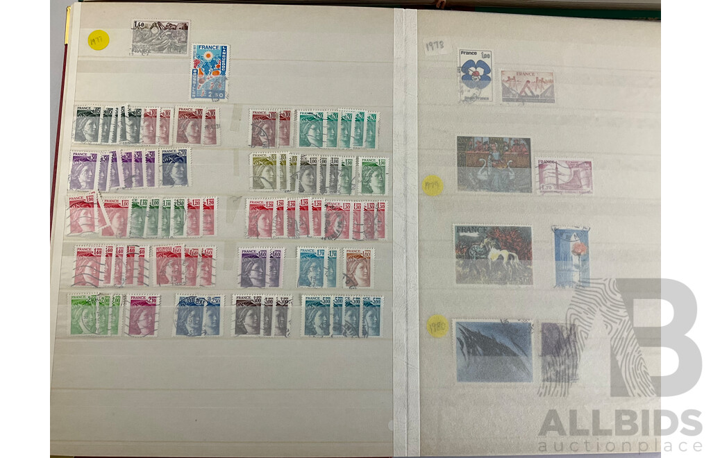 Two Albums of Antique/Vintage French and Czechoslovakian Stamps, Examples Spanning 1870's to 1990's