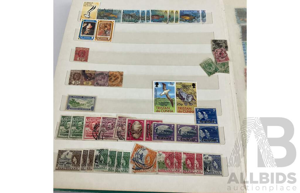 Album of Vintage International Stamps, Mostly Old Commonwealth Countries Including Aden, South Africa, Gold Coast, Bermuda, British Virgin Islands, Nyasland, Swaziland, Tokelau Islands and More