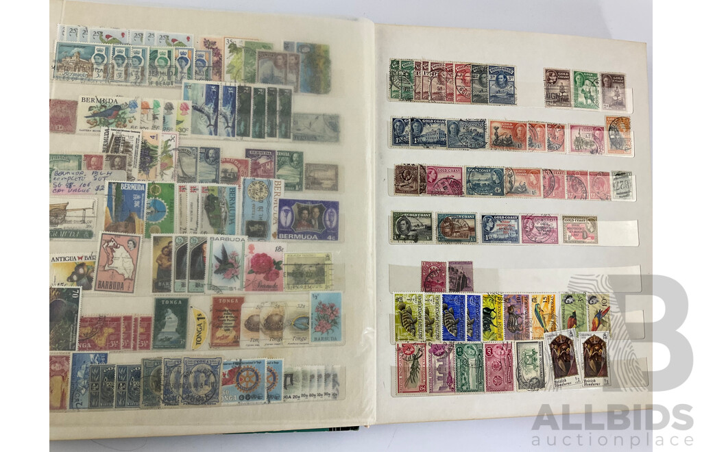 Album of Vintage International Stamps, Mostly Old Commonwealth Countries Including Aden, South Africa, Gold Coast, Bermuda, British Virgin Islands, Nyasland, Swaziland, Tokelau Islands and More