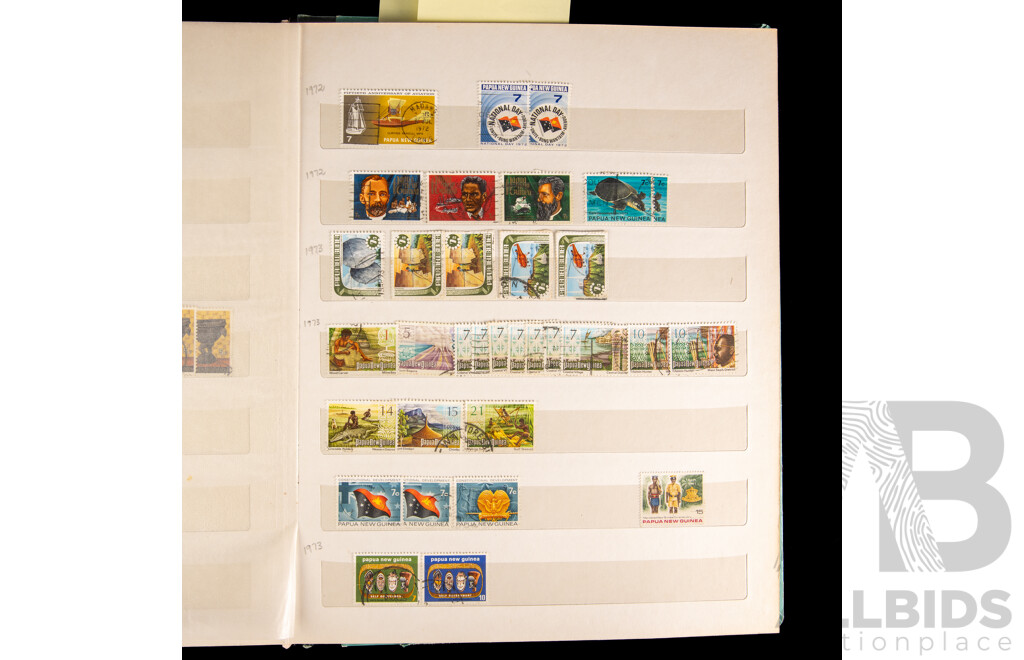 Album of Papua, Territory of New Guinea and Papua New Guinea Stamps, Examples Spanning 1919 to 2000, Over Prints