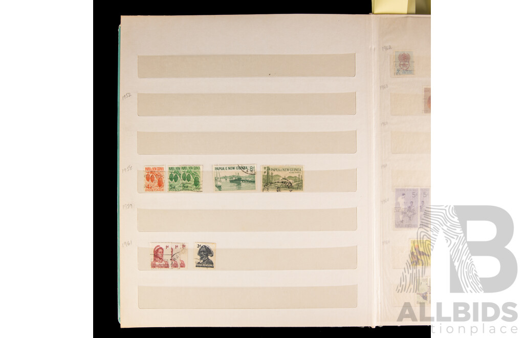 Album of Papua, Territory of New Guinea and Papua New Guinea Stamps, Examples Spanning 1919 to 2000, Over Prints