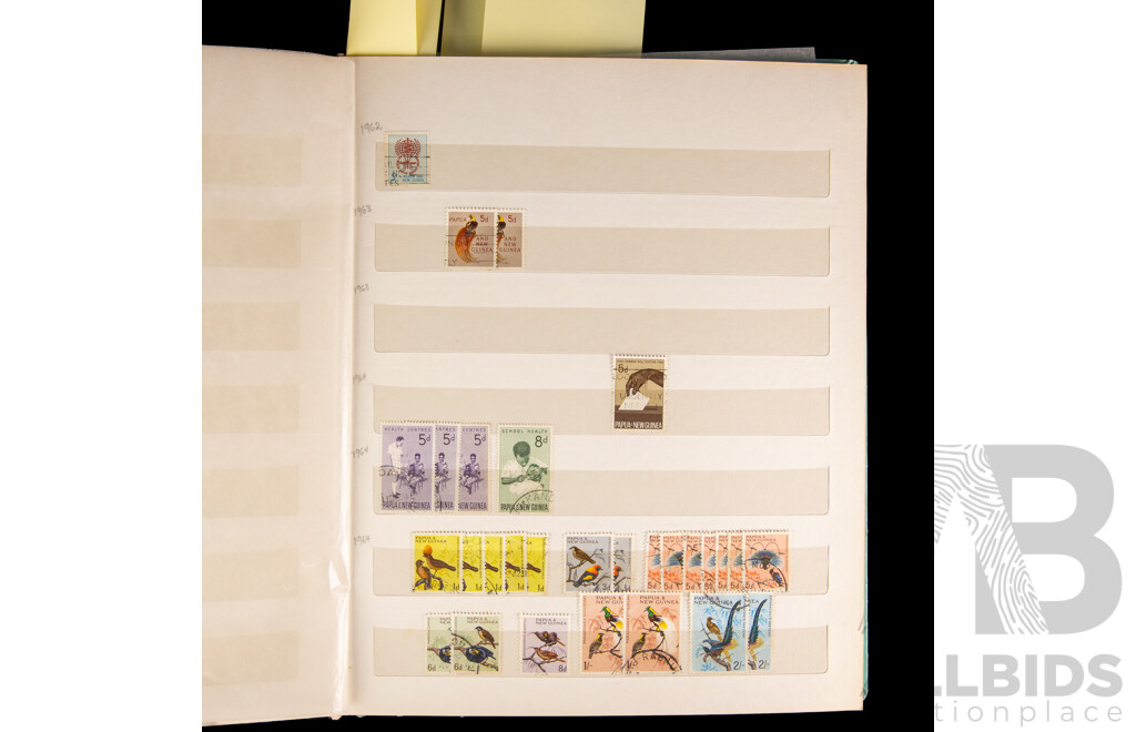 Album of Papua, Territory of New Guinea and Papua New Guinea Stamps, Examples Spanning 1919 to 2000, Over Prints