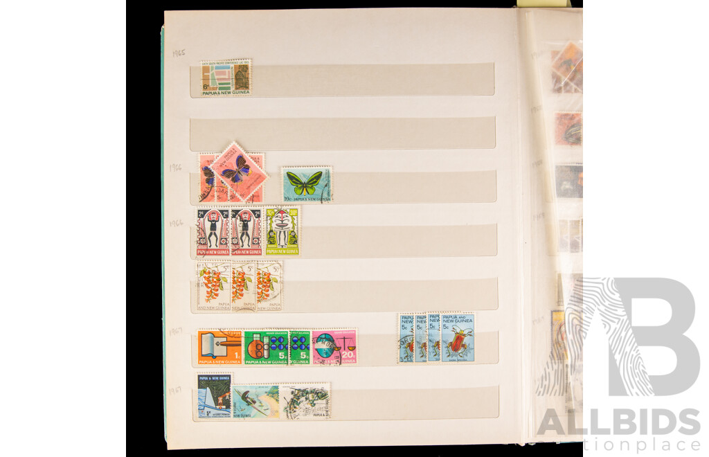 Album of Papua, Territory of New Guinea and Papua New Guinea Stamps, Examples Spanning 1919 to 2000, Over Prints
