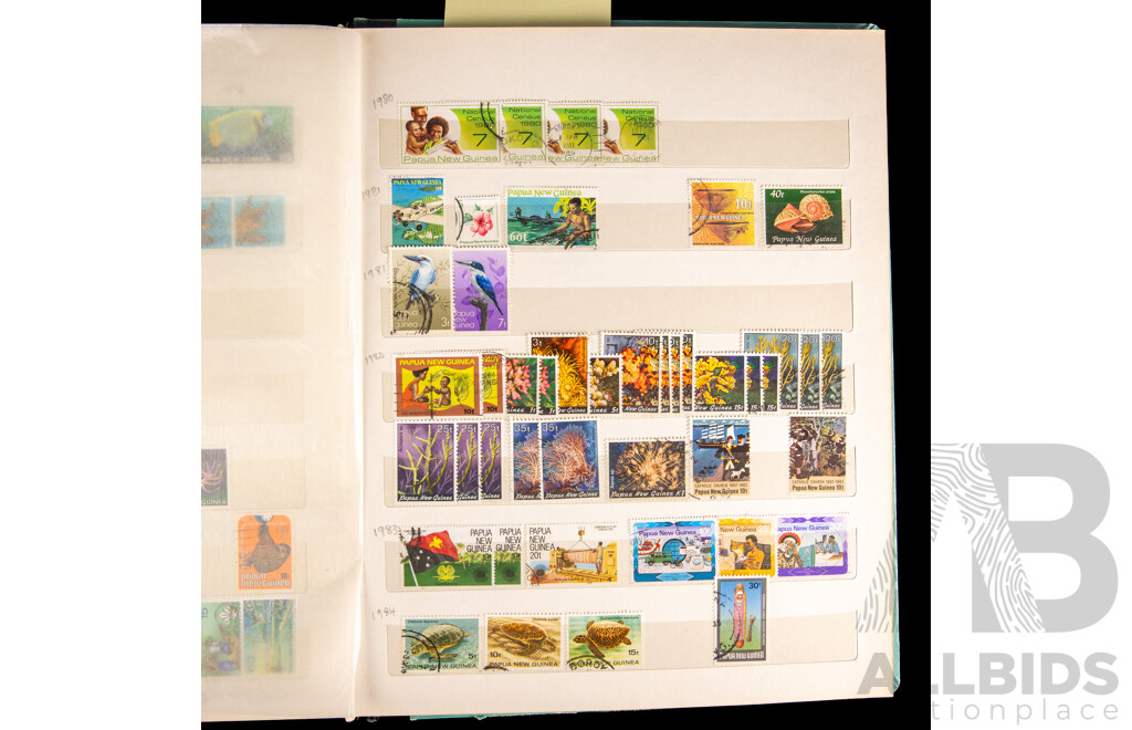 Album of Papua, Territory of New Guinea and Papua New Guinea Stamps, Examples Spanning 1919 to 2000, Over Prints