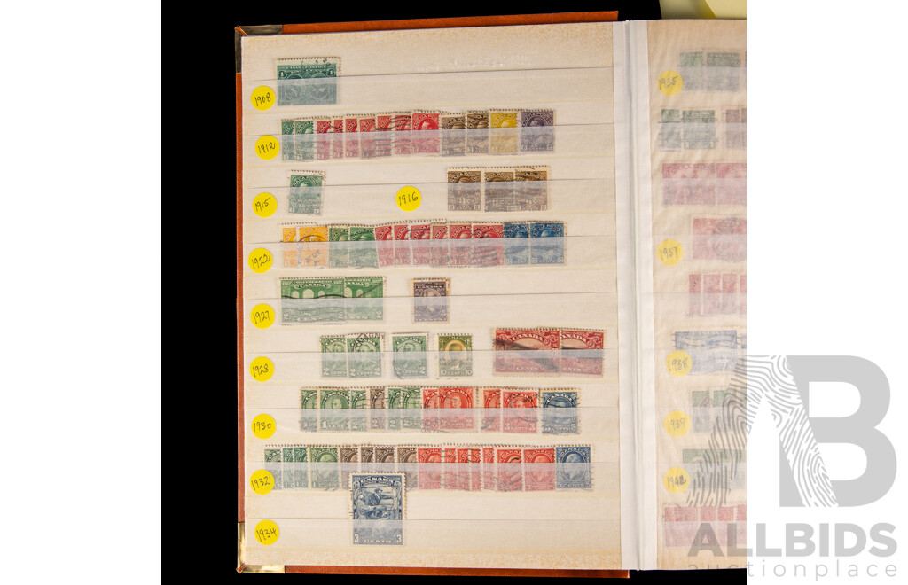 Album of Canadian Stamps, Mints, Blocks and Cancelled, War Tax, Examples Spanning 1908 to 1990's