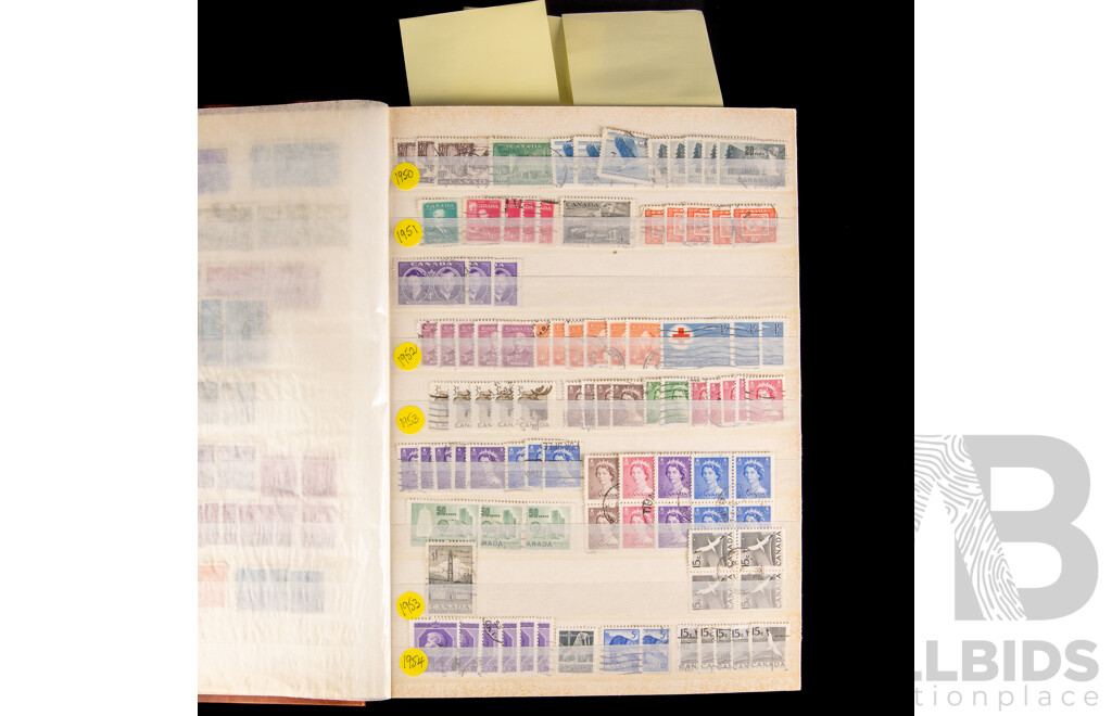 Album of Canadian Stamps, Mints, Blocks and Cancelled, War Tax, Examples Spanning 1908 to 1990's
