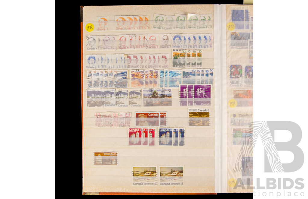 Album of Canadian Stamps, Mints, Blocks and Cancelled, War Tax, Examples Spanning 1908 to 1990's