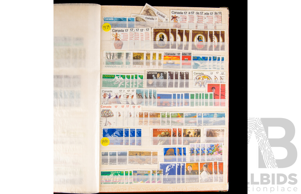 Album of Canadian Stamps, Mints, Blocks and Cancelled, War Tax, Examples Spanning 1908 to 1990's