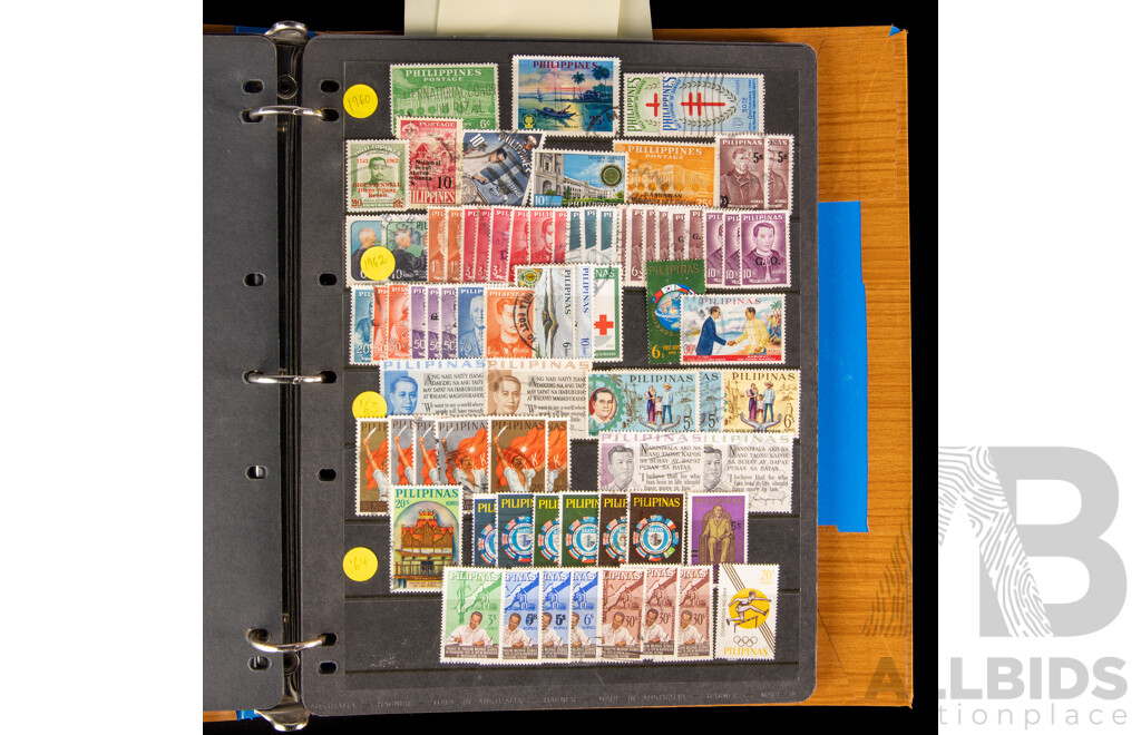 Album of Philippines Stamps, Including USA/Philippine Islands, Over Prints, Examples Spanning 1906 to 1999