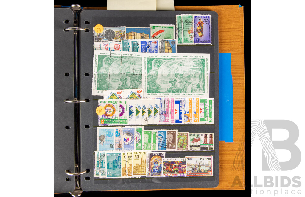 Album of Philippines Stamps, Including USA/Philippine Islands, Over Prints, Examples Spanning 1906 to 1999
