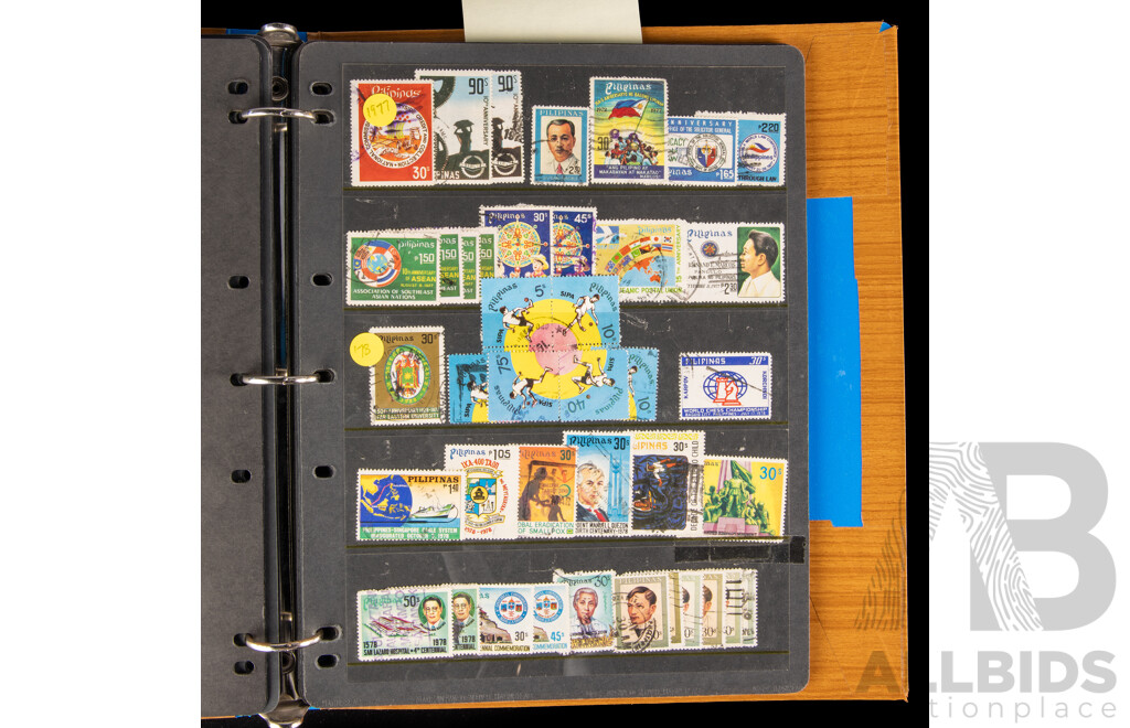 Album of Philippines Stamps, Including USA/Philippine Islands, Over Prints, Examples Spanning 1906 to 1999