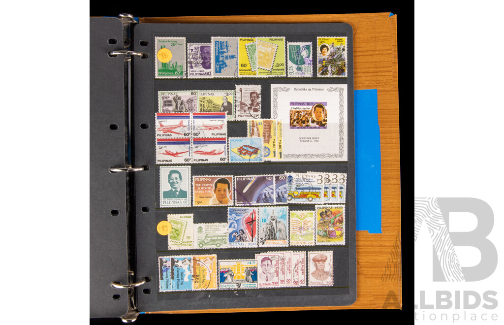 Album of Philippines Stamps, Including USA/Philippine Islands, Over Prints, Examples Spanning 1906 to 1999