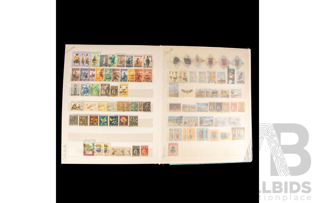 Two Albums of International Antique/Vintage Stamps Including Monaco, Tuvalu, French Colonies, Tunisie, Herm Island, Gabon, Republic of Guinea, Polynesia, Brunei, Chad, Maldives, Portugal 1892 to 1992