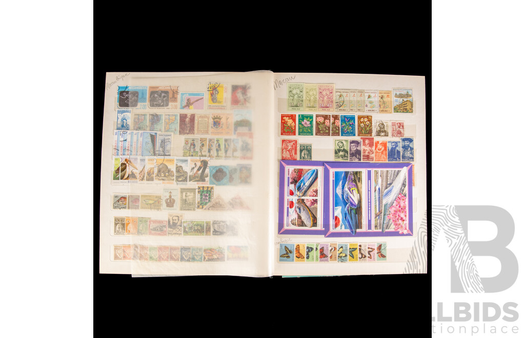 Two Albums of International Antique/Vintage Stamps Including Monaco, Tuvalu, French Colonies, Tunisie, Herm Island, Gabon, Republic of Guinea, Polynesia, Brunei, Chad, Maldives, Portugal 1892 to 1992