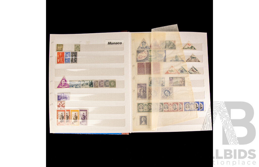 Two Albums of International Antique/Vintage Stamps Including Monaco, Tuvalu, French Colonies, Tunisie, Herm Island, Gabon, Republic of Guinea, Polynesia, Brunei, Chad, Maldives, Portugal 1892 to 1992