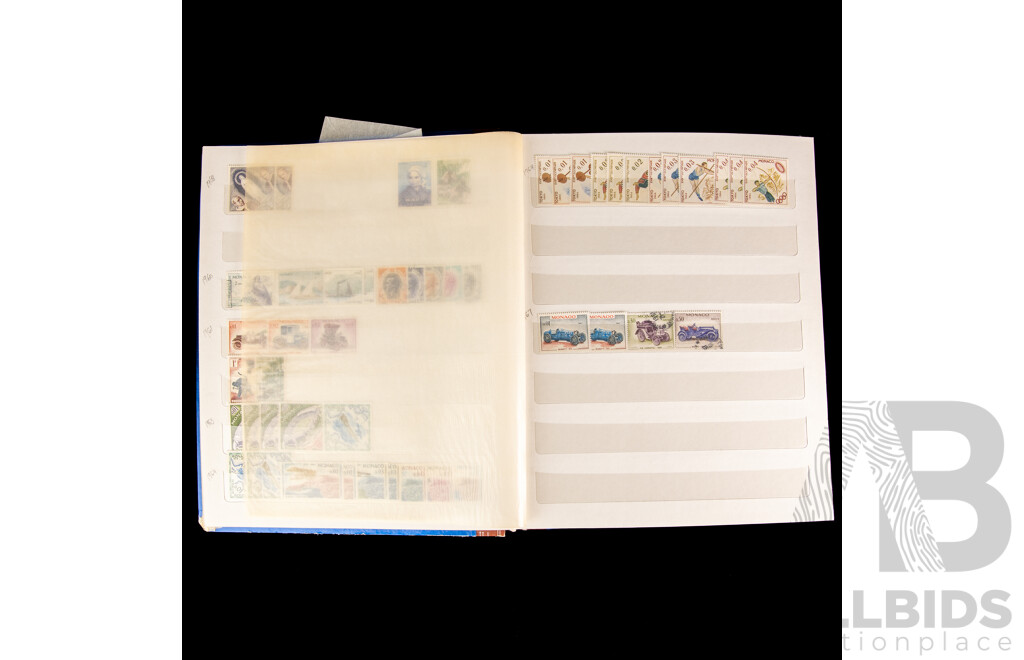 Two Albums of International Antique/Vintage Stamps Including Monaco, Tuvalu, French Colonies, Tunisie, Herm Island, Gabon, Republic of Guinea, Polynesia, Brunei, Chad, Maldives, Portugal 1892 to 1992