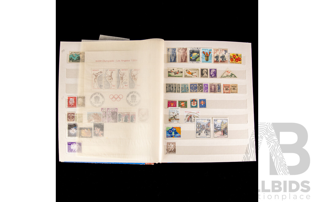 Two Albums of International Antique/Vintage Stamps Including Monaco, Tuvalu, French Colonies, Tunisie, Herm Island, Gabon, Republic of Guinea, Polynesia, Brunei, Chad, Maldives, Portugal 1892 to 1992