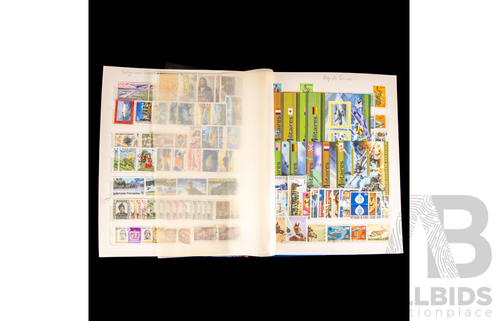 Two Albums of International Antique/Vintage Stamps Including Monaco, Tuvalu, French Colonies, Tunisie, Herm Island, Gabon, Republic of Guinea, Polynesia, Brunei, Chad, Maldives, Portugal 1892 to 1992
