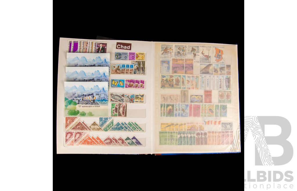 Two Albums of International Antique/Vintage Stamps Including Monaco, Tuvalu, French Colonies, Tunisie, Herm Island, Gabon, Republic of Guinea, Polynesia, Brunei, Chad, Maldives, Portugal 1892 to 1992