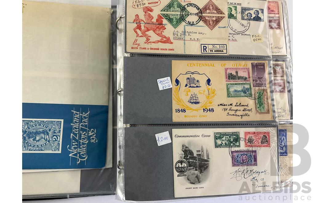Album of New Zealand First Day Covers, Examples Spanning 1948 to 1993, Including Some Niue