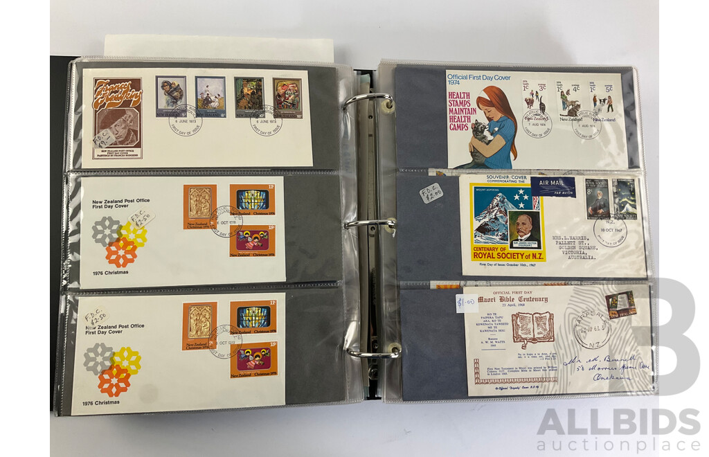 Album of New Zealand First Day Covers, Examples Spanning 1948 to 1993, Including Some Niue