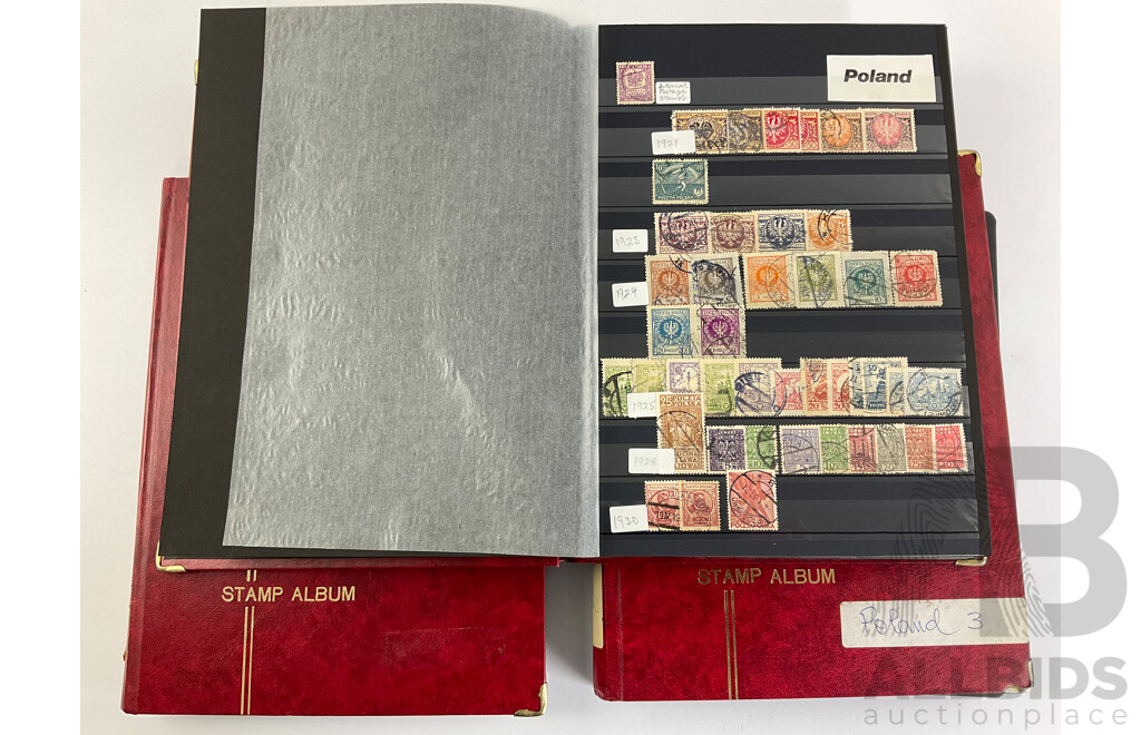 Three Albums of Poland Stamps, Examples Spanning 1921 to 1991, Including Part/Sets, Mints, Mini Sheets, Many Multiples