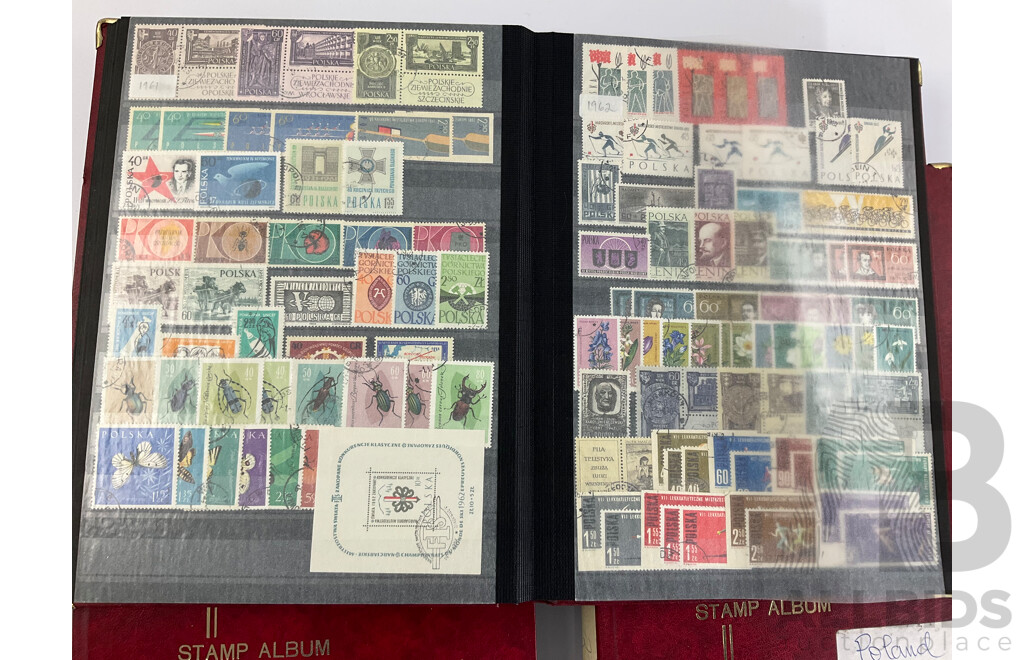 Three Albums of Poland Stamps, Examples Spanning 1921 to 1991, Including Part/Sets, Mints, Mini Sheets, Many Multiples