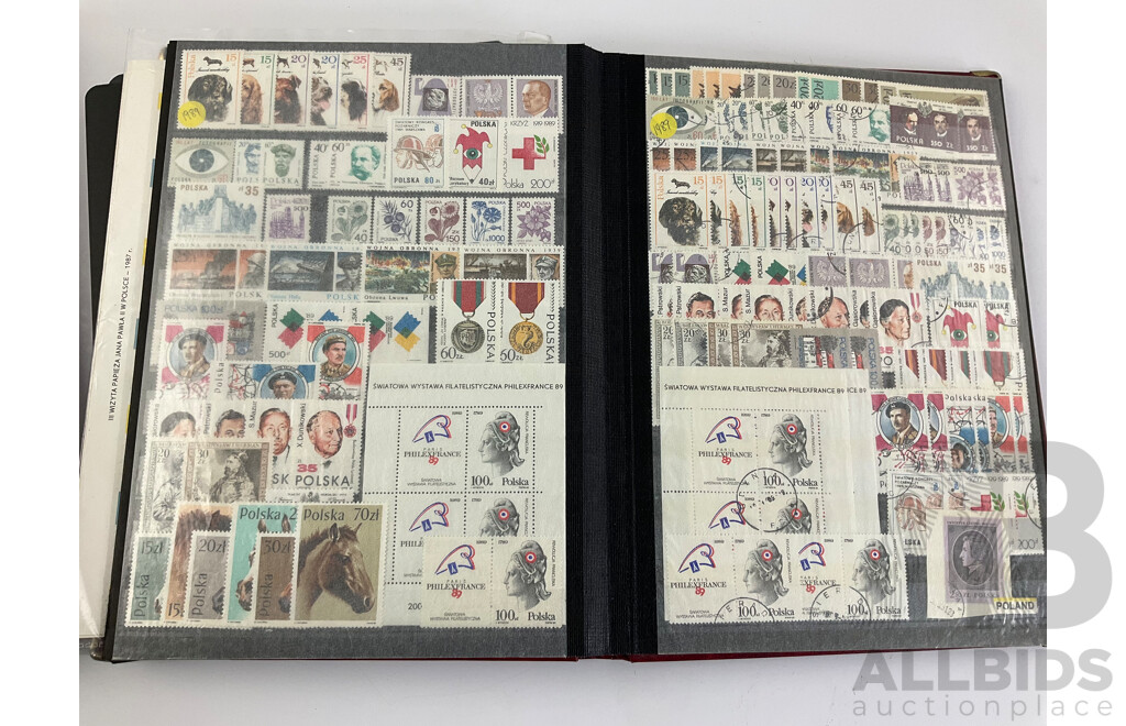 Three Albums of Poland Stamps, Examples Spanning 1921 to 1991, Including Part/Sets, Mints, Mini Sheets, Many Multiples
