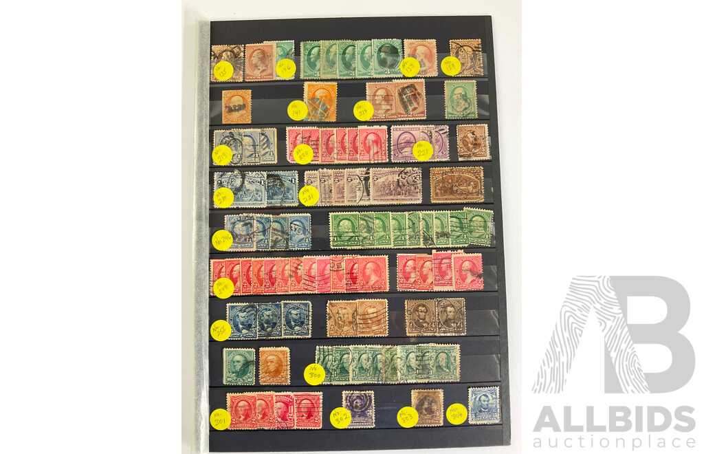Over 200 USA 1870's to 1910's Stamps Including Washington, Franklin, Grant, Lincoln, Perfins, Overprints Milwaukee, Toledo, Scott Catalogue Numbers 135 to 415