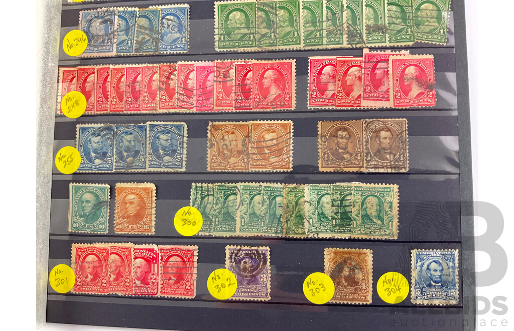 Over 200 USA 1870's to 1910's Stamps Including Washington, Franklin, Grant, Lincoln, Perfins, Overprints Milwaukee, Toledo, Scott Catalogue Numbers 135 to 415