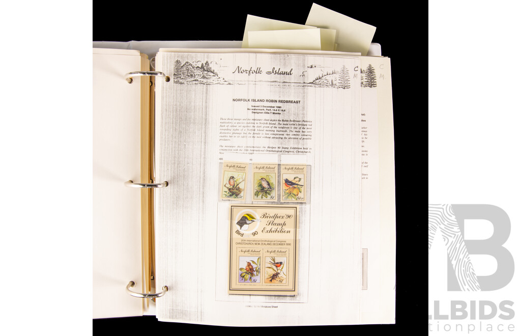 Seven Seas Album of Norfolk Island 1978 to 1997 Mint Stamps, Approximately 85% Complete