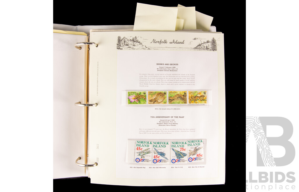 Seven Seas Album of Norfolk Island 1978 to 1997 Mint Stamps, Approximately 85% Complete