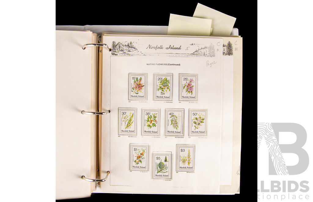 Seven Seas Album of Norfolk Island 1978 to 1997 Mint Stamps, Approximately 85% Complete