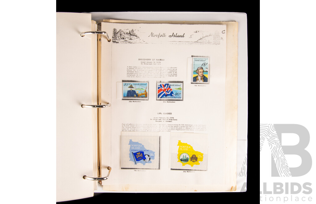 Seven Seas Album of Norfolk Island 1978 to 1997 Mint Stamps, Approximately 85% Complete