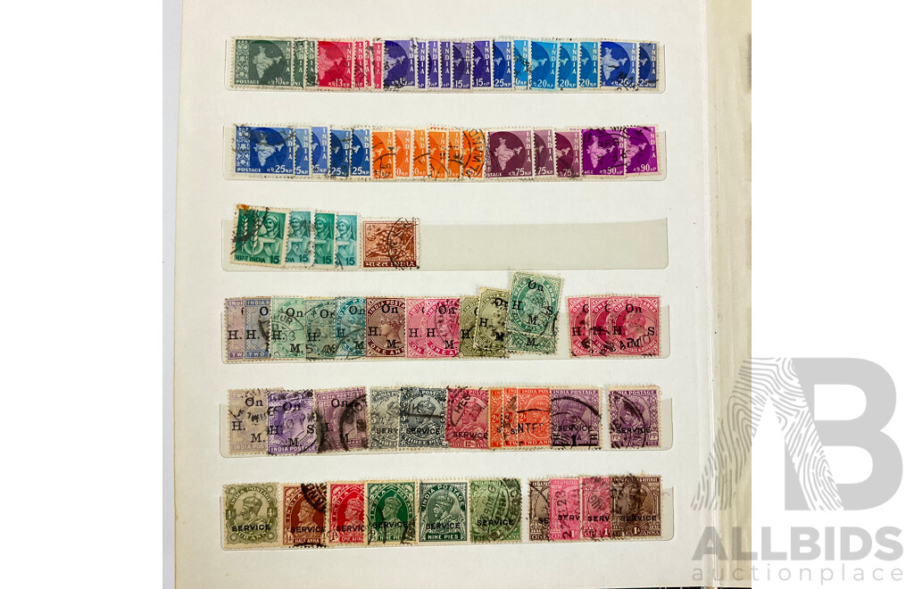 Two Albums of Antique and Vintage India, Ceylon/Sri Lanka Stamps Inluding QV, KEVII, KGV, KGVI Overprints