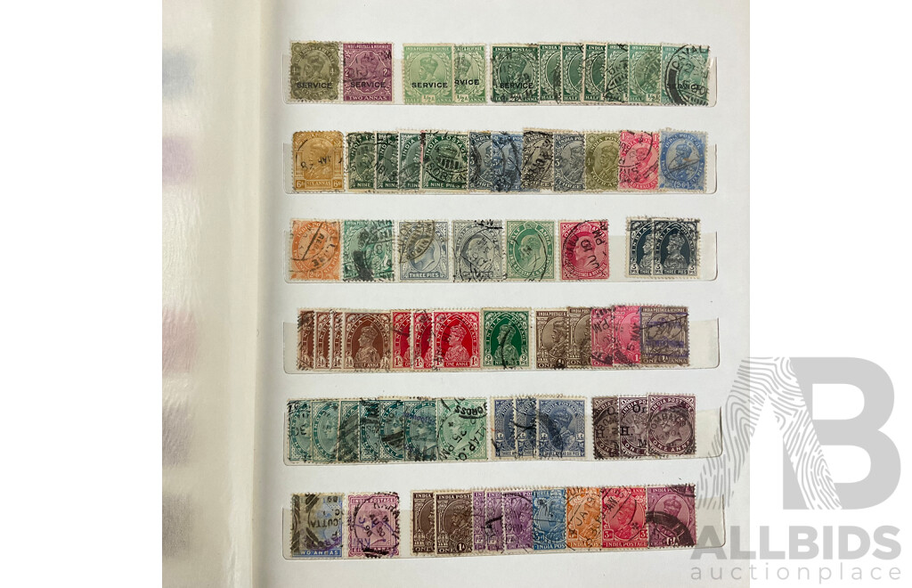 Two Albums of Antique and Vintage India, Ceylon/Sri Lanka Stamps Inluding QV, KEVII, KGV, KGVI Overprints