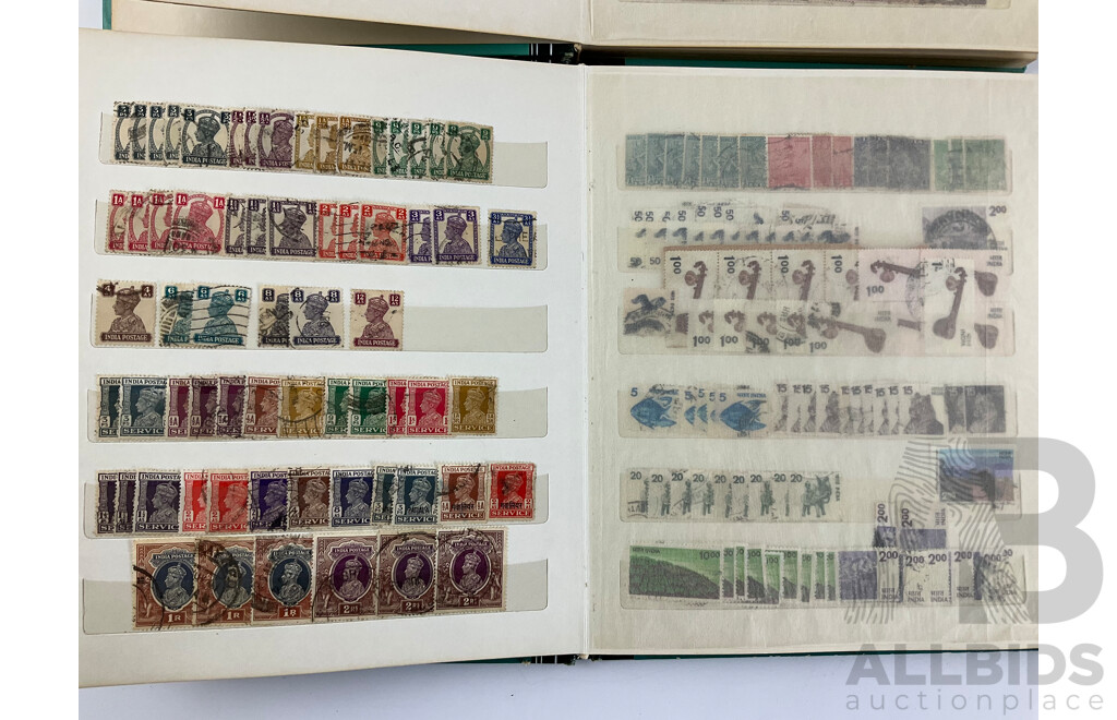 Two Albums of Antique and Vintage India, Ceylon/Sri Lanka Stamps Inluding QV, KEVII, KGV, KGVI Overprints