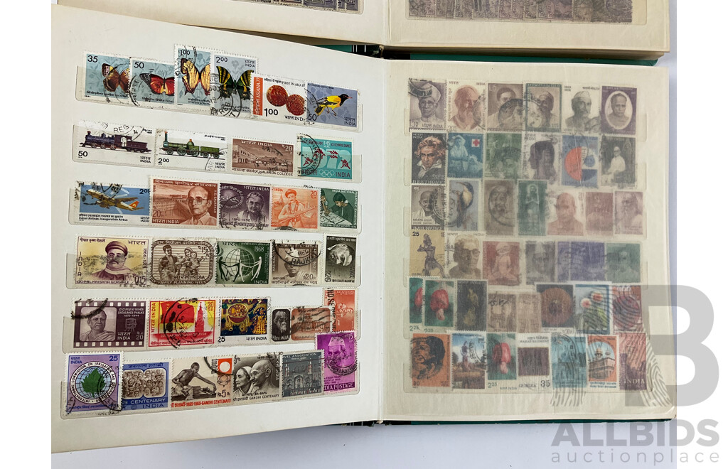 Two Albums of Antique and Vintage India, Ceylon/Sri Lanka Stamps Inluding QV, KEVII, KGV, KGVI Overprints