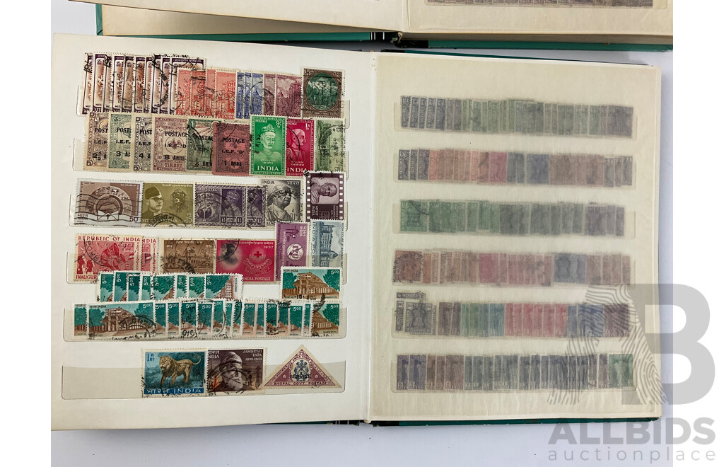 Two Albums of Antique and Vintage India, Ceylon/Sri Lanka Stamps Inluding QV, KEVII, KGV, KGVI Overprints