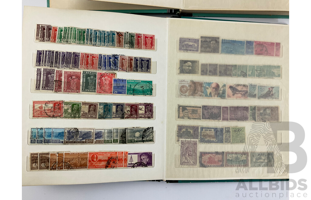 Two Albums of Antique and Vintage India, Ceylon/Sri Lanka Stamps Inluding QV, KEVII, KGV, KGVI Overprints