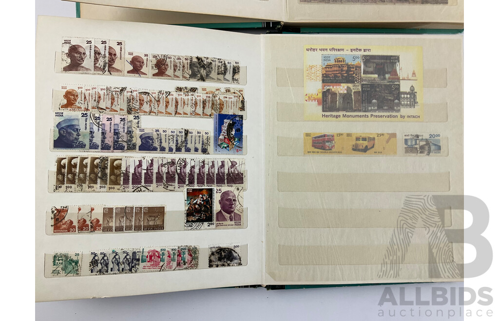 Two Albums of Antique and Vintage India, Ceylon/Sri Lanka Stamps Inluding QV, KEVII, KGV, KGVI Overprints