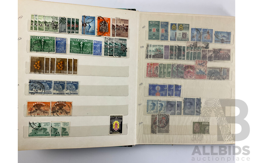 Two Albums of Antique and Vintage India, Ceylon/Sri Lanka Stamps Inluding QV, KEVII, KGV, KGVI Overprints